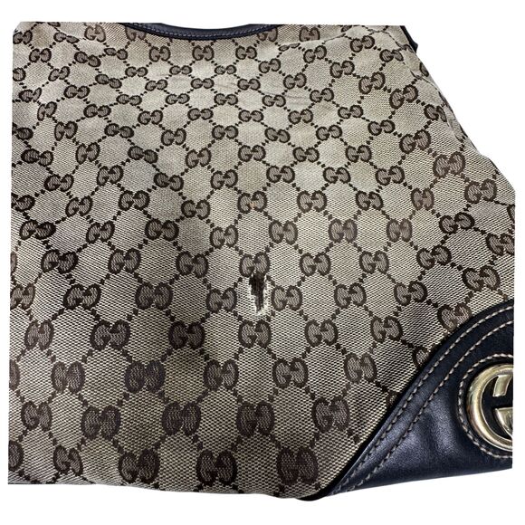 Gucci 169947 Monogram Hobo Dark Brown Canvas Shoulder Bag  READ DESCRIPTION - Picture 7 of 8